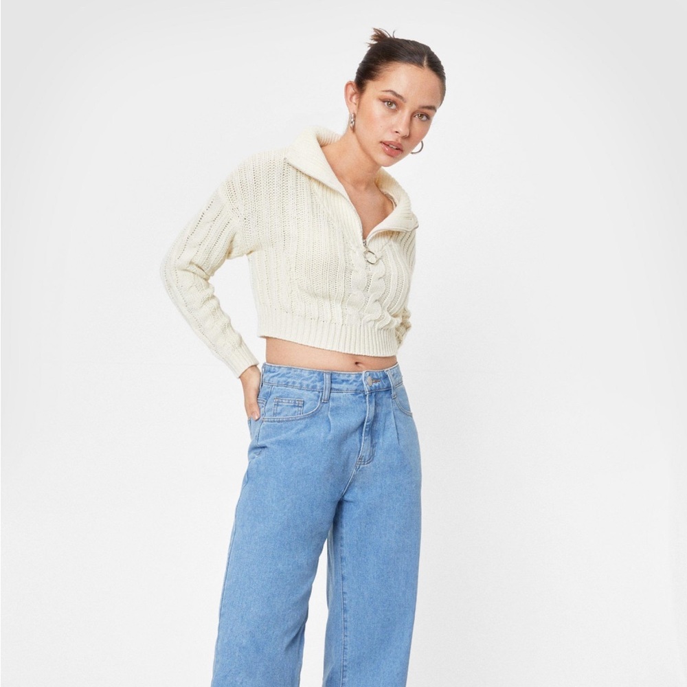 Cable Knit Cropped Sweater - image 1
